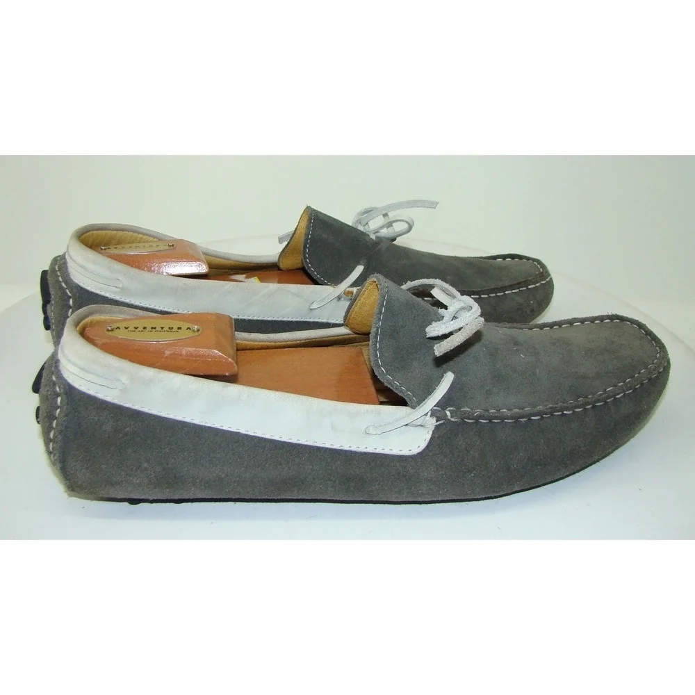 Mercanti Fiorentini Relax Gray Suede Leather Driving Moccasin Loafers Mens 13M